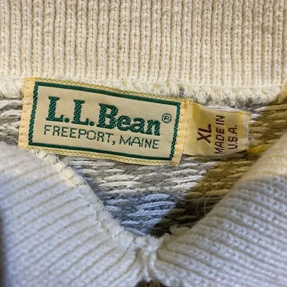 L.L. Bean Men's Pullover Collared SweaterDiamond Pattern Size X Large - Picture 9 of 10